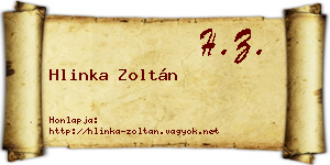 Hlinka Zoltán névjegykártya
